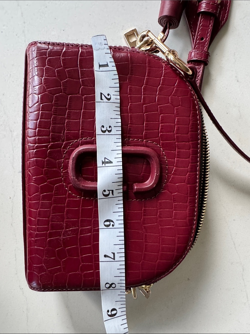 Marc Jacobs Wine Red Croc-Embossed Leather Crossbody Bag - Picture 6 of 13
